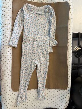 solly baby Blue and Pink Floral Long Sleeve Pajama Set
